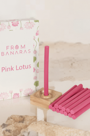 Pink Lotus Bamboo-less Incense Sticks (20 Sticks + Holder) | From Banaras