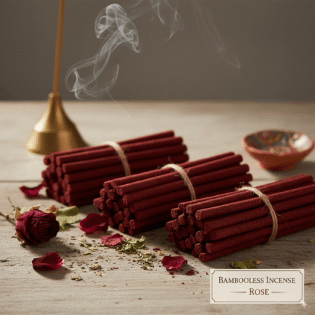 Bambooless Rose Incense Sticks (20 Sticks + Free Stand) – From Banaras