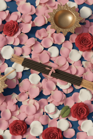 rose incense focus from banaras