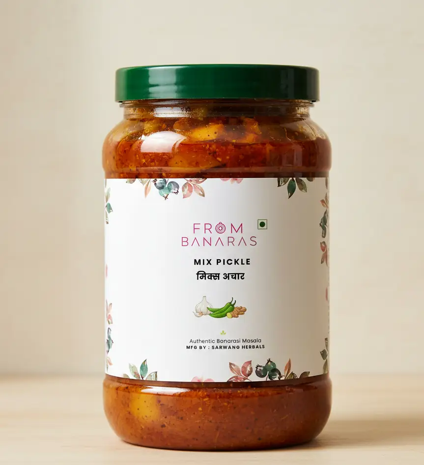 ginger garlic green chilli mix pickle